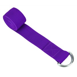 Banda de estiramiento de yoga, cinturón de estiramiento de yoga lavable de calidad con hebilla ajustable de anilla en D de metal para estirar la pierna(12 * 4 * 2cm-púrpura)