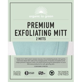 Organic to Green Premium Exfoliating Mitt for Body (2pc) – 100% Vegan Viscose Traditional Body Scrub Washcloth – Body Exfoliator (Pink)