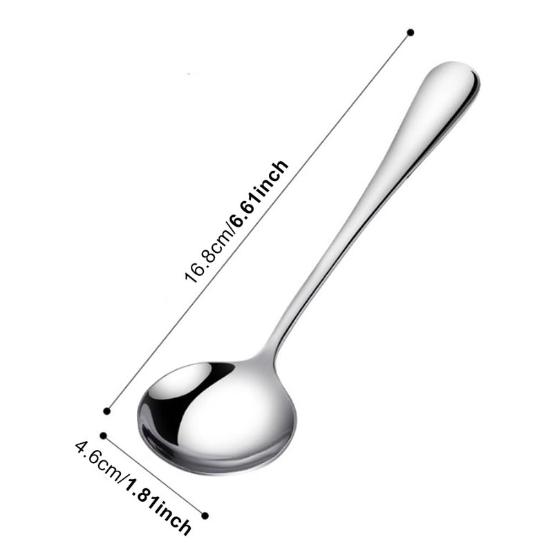 Round Soup Spoons Stainless Steel Spoon, Easy-Clean Round Soup Spoon,