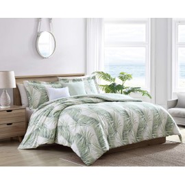 Tommy Bahama - Queen Comforter Set, Reversible Cotton Bedding with Matching Shams & Bonus Throw Pillows, All Season Home Decor (Kauai Green, Queen)