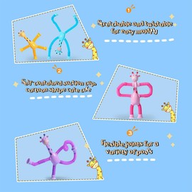RXKFIGX 4 Pieces Telescopic Suction Cup Giraffe Toy Robot Pop Tubes Sensory Toy Giraffe Toy Robot Pop Tubes Funny Educational Stress Relief Toy (StyleC)