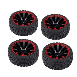 Dilwe RC Car Tires, 4 Pcs Rubber Tyres Racing Off-Road Vehicle Wheel Rim for RC 1:10 Car Part(Grain Pattern)
