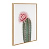 Kate and Laurel Sylvie Pink Cactus Flower Framed Canvas Wall