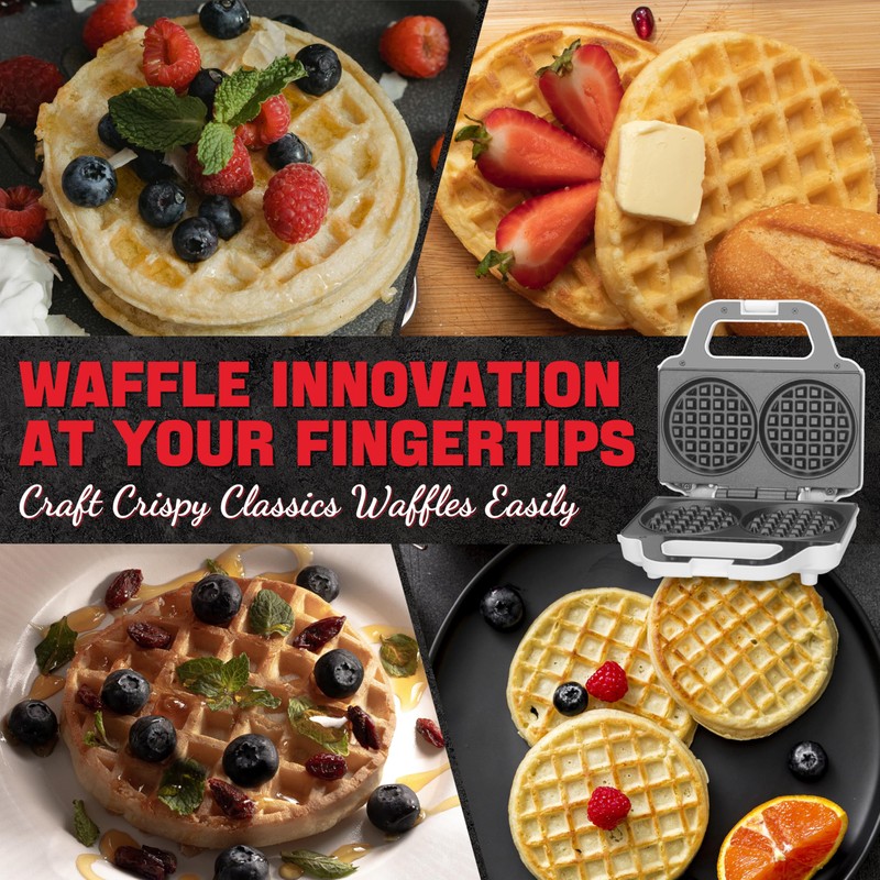 SugarWhisk 4 Inch Double Mini Waffle Maker Machine, Chaffle Maker,