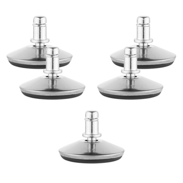 kwmobile Replacement Office Chair Gliders (Set of 5) - 11mm (7/16") Stem Bell Glide Chair Glider Feet Replacements for Castor Wheels - Silver Black