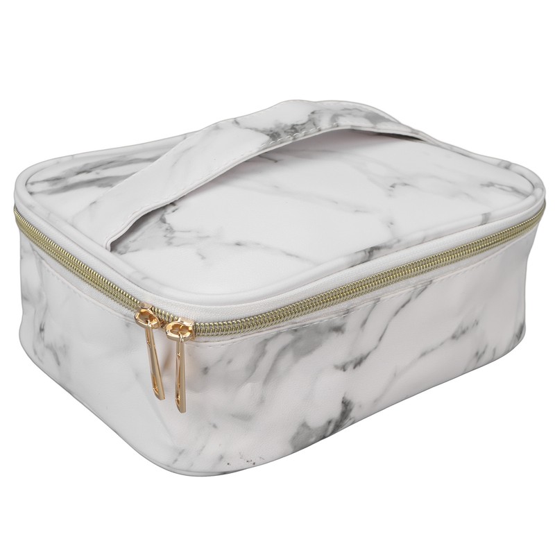 3Pcs Women Cosmetic Bag Marble Print Makeup Case Storage Handbag