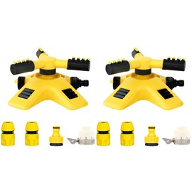 iplusmile 2 Set Sprinkler High Pressure Hose Plant Tool Tripod Sprinkler Attachment Automatic Rotating Sprinkler System Lawn Sprinkler Agriculture Irrigation Watering Tools