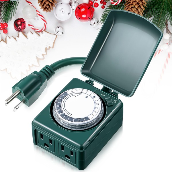 Dreyoo 24 Hour Heavy Duty Mechanical Timer for Christmas, Outlet