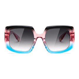 FEISEDY Square Oversized Sunglasses for Women Big Large Wide Shades Vintage Retro Thick Frame UV400 Protection B0196