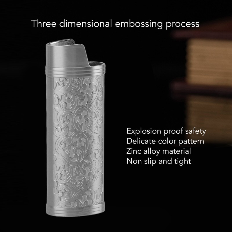 2 Pcs Lighter Case Zinc Alloy Vintage Floral Stamped Classical