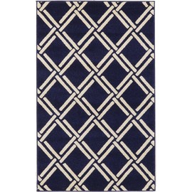 Unique Loom Trellis Collection Geometric Modern Navy Blue Area Rug (3' 3 x 5' 3)