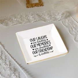 Baobeily Friendship Jewelry Dish for Women, Our Laughs Are Limitless Our Memories Are Countless Our Friendship is Endless Jewelry Tray