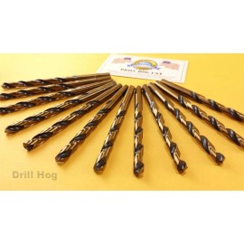 Drill Hog USA 3/16" Drill Bit HI-Molybdenum M7 HSS Lifetime Warranty USA 12 Pack