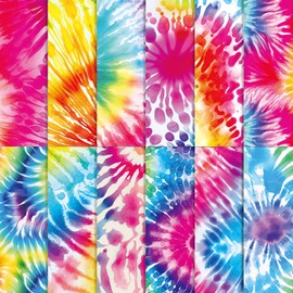 JarThenaAMCS 12Pcs Rainbow Tie Dye Cotton Fabric Bundles Multi Colored Fat Quarter Colorful Quilting Patchwork for DIY Handmade Sewing Crafting, 18 x 22 Inch