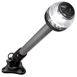 White LED Marine Navigation Anchor All-Round Boat Light [USCG ABYC A-16 3NM] [IP66 Waterproof] [Chrome & ABS] 3 Nautical Mile Visibility Fold Down Stern Light for Fishing Boat Yacht Pontoon