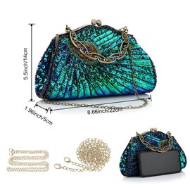 Rkrouco Peacock Evening Clutch Beaded Sequins Party Wedding Purse