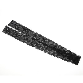 Black Lace Ribbon 10 Yards 2in Wide Stretchy Elastic Comfortable Unique Floral Pattern Lace Trim for Sewing DIY