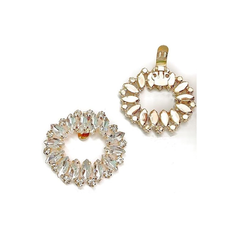 TRIXES 1 Pair Oval Rhinestone Shoe Clips - Elegant Clip