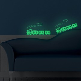Train Decor,Glow in The Dark Stickers, Nursery Wall Sticker, 2 Pack Trains Wall Stickers for Kids Bedroom Decor