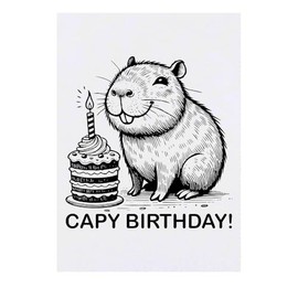 'Capybara Birthday' Temporary Tattoo - Water Resistant, Skin-Safe, Non-Toxic Transfer (TO00083167)