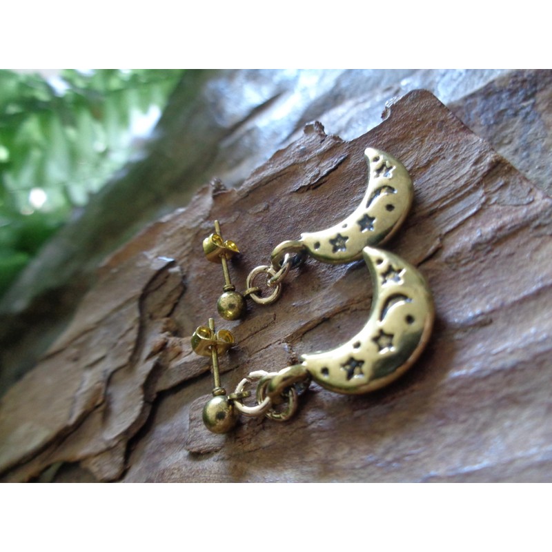 .｡.:* ☆ GOLD LUNA MOND NEUMOND HALBMOND STECKER ☆*.:｡. Ohrringe,
