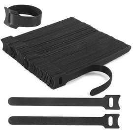 Cable Ties White Cable Ties Velcro Fastening Straps Heat Resistant Durable Adjustable Reusable Cable Ties for Fixing, Storing, Binding and More (Black, 50 Pieces)