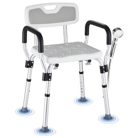 Shower Chair for Elderly and Disabled Inside Shower, Shower Seat for Inside Tub 450 LB Heavy Duty, Shower Chair with Arms and Back,Padded Handicap Bath Chairs for Seniors for Shower Stal