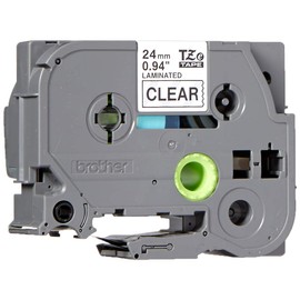 Brother Labelling Tape 24 mm label-making tape – label-making Tapes (Black on Transparent, TZe, Black, Thermal Transfer, Brother, PT-1400, PT-1500, PT-1500PC, PT-1600, PT-1900, PT-1910, PT-1950, PT-2110, PT-2200 PT-2210, PT-2300,)
