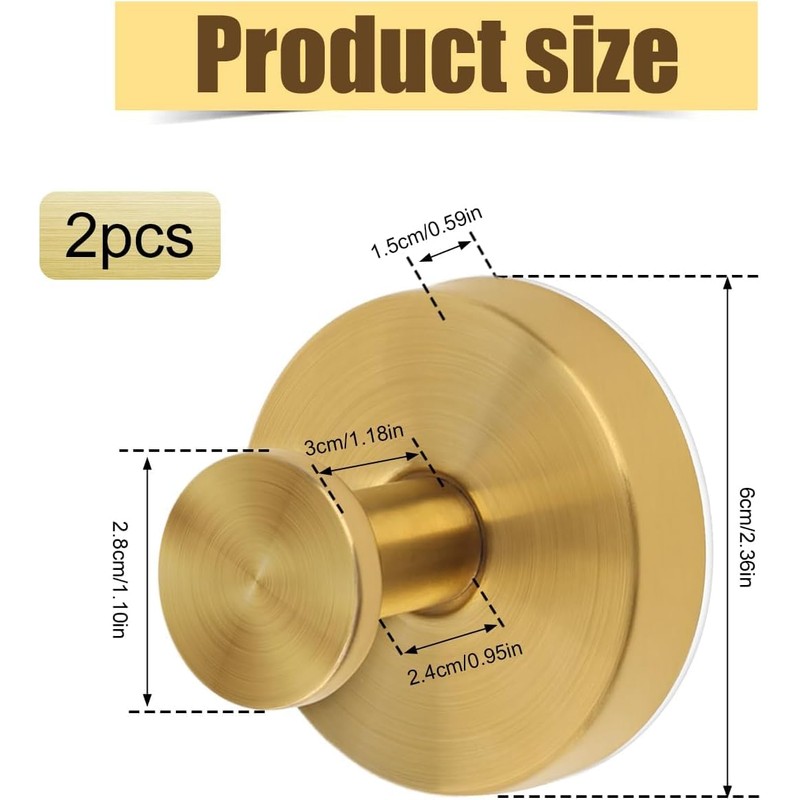 LimCryspp 2Pcs Hook Waterproof Rustproof Bathroom Towel Hanger No-Drill Towel