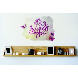 Pony Horse Head with Design Fancy 3D Hot Pink Butterfly's Added to Watercolor Quote Colorful Design Girls Wall Nursery Flower Design Sticker 12x18 Inches