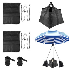 Lyreh 3pcs Beach Umbrella Base Weighs, Oxford Cloth Heavy Duty Beach Umbrella Sand Anchor Bags with Adjustable Touch Fasteners Strap for Outdoor Patio Garden Stabilize and Secure Parasol(Black)