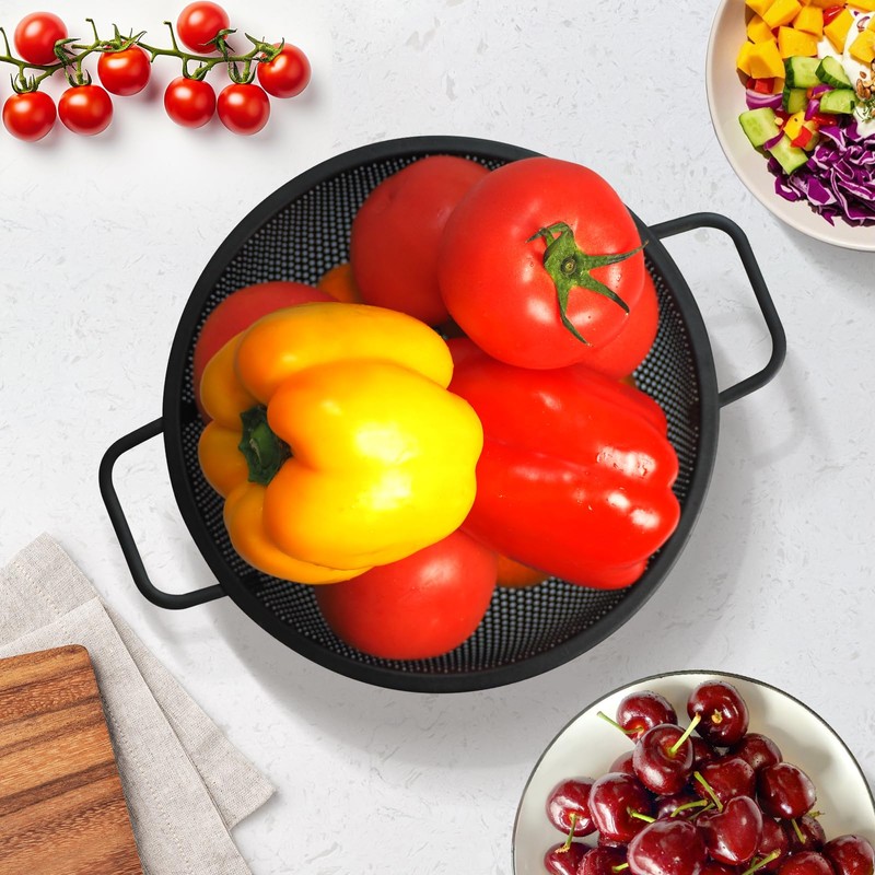Black Colander for Kitchen, 3QT, Stainless Steel Pasta Strainer with