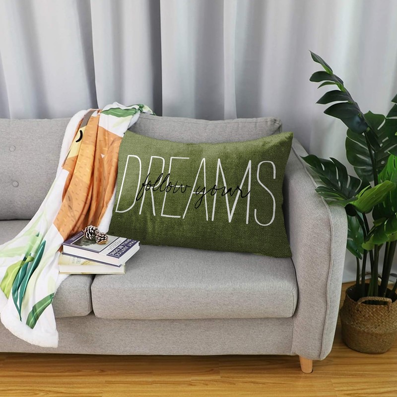 Emvency Olive Green Throw Pillow Cover Rustic Follow Your Dreams