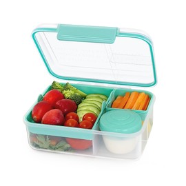 Finorder 5 Compartments Bento Lunch Box Food Storage Stylish Design Reusable Lunch Containers Leak Proof Freezer Safe BPA Free for All Occasions,56oz with 5-oz Yogurt Cup