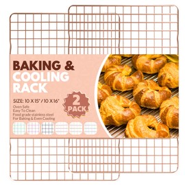 2 PCS Cooling Racks for Cooking and Baking, 15x10 Inches Stainless Steel Cooling Rack, Sheet Pan with Wire Rack for Baking Sheet, Bacon Rack Oven Safe Fits Jelly Roll Sheet Pan