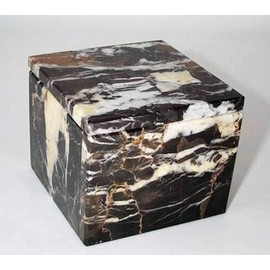 Decorative Marble Box, Black and Brown Stone Box with Lid - 4 Inch
