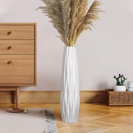 GDSZJLJ 24 Inch Tall White Ceramic Floor Vase, Big Standing Flower Vase with Glossy Glaze, Large White Vases for Flowers,Decorative Ceramic Vases for Living Room,Bedroom,Office,Entryway,Dining Corner