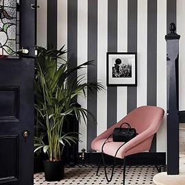 Black and White Wallpaper Peel and Stick Wallpaper for Bedroom Stripe Wall Paper Sticker Pull and Stick Papel Tapiz para Pared Contact Paper for Walls Modern Removable Wallpaper Vinyl Film 118”×18”