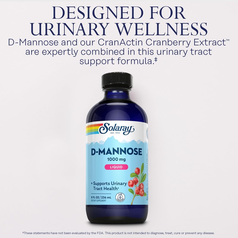 SOLARAY D-Mannose 1000 mg Liquid Formula with CranActin Cranberry Extract