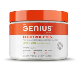 The Genius Brand - Genius Electrolytes Powder Drink Mix, Lemon Lime, 30 Servings - Hydration Booster & Supplement with Potassium, Magnesium & Zinc - Sugar Free & No Artificial Sweeteners or Dyes