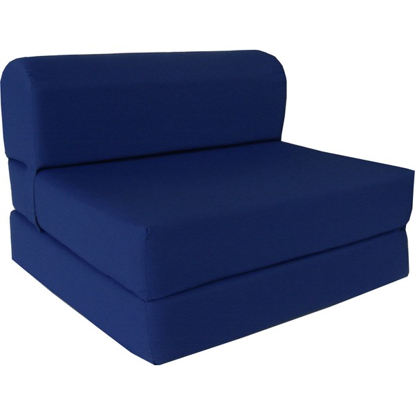 D&D Futon Furniture Navy Sleeper Chair Folding Foam Bed 6 X 32 X 70, Studio Guest Foldable Chair Beds, Foam Sofa, Couch, High Density Foam 1.8 Pounds.