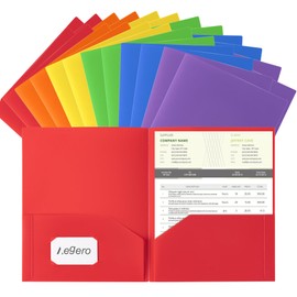 Aegero Plastic Folders with Pockets (24 Pack, Assorted Colors), Durable Heavy Duty File Folders with Business Card Slot, 2-Pocket Folder for Schoolwork & Office,Letter Size