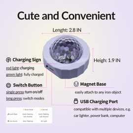 P auke'réi Car Interior DJ Ball Light with Sound Activated Function, Disco Light, Party Lights DJ Disco Lights, Portable Stage DJ Lamp, Party Lights, Rechargeable, LED Party Strobe (Black 2 pcs)