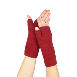 Native World Womens Possum Merino Wool Wrist Warmers, Hand Warmers Fingerless Gloves Mittens For Women (Berry Red)