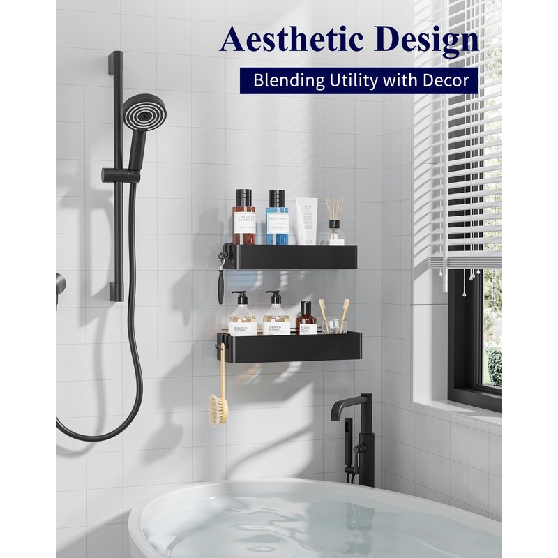 Kitsure Shower Caddy - 2 Pack Adhesive Shower Organizer, Rustproof