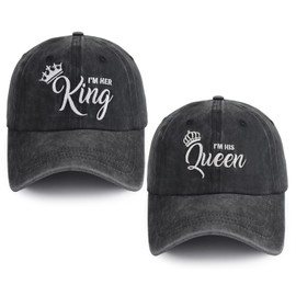 King and Queen Hats for Couples, 2024 Mr and Mrs Gifts, Adjustable Cotton Matching Couple Bride Groom Baseball Cap, Birthday Honeymoon Wedding Gifts for Newlyweds Wife Husband Boyfriend Girlfriend