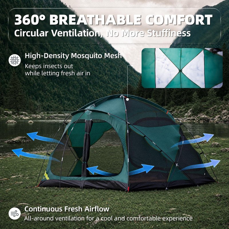 EchoSmile Tents for Camping 4/8 Person Waterproof Spacious Family Dome