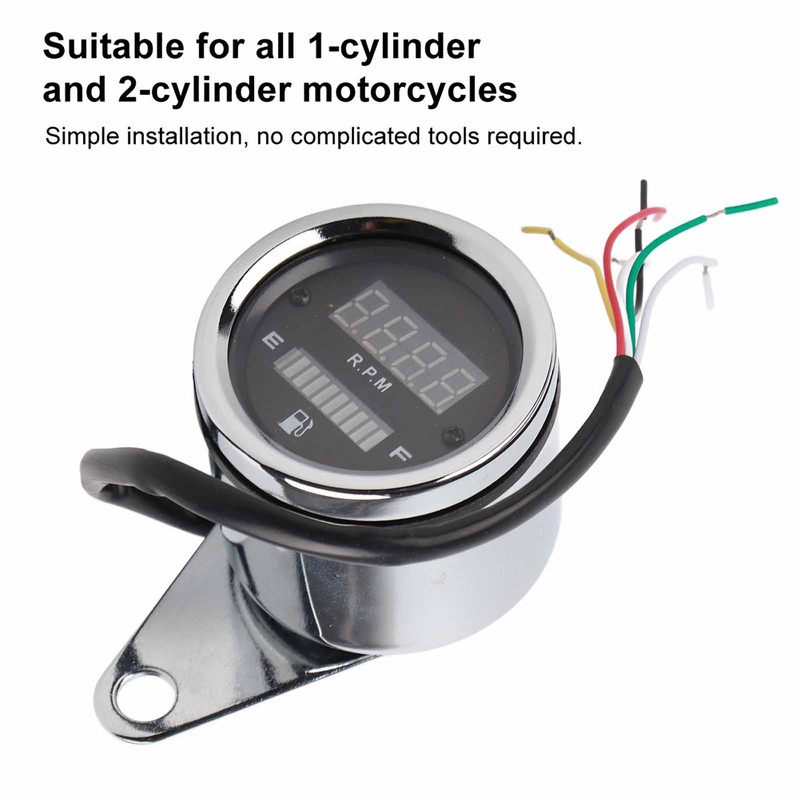Motorcycle Digital Tachometer Tacho Speedometer Gauge 2 Airguide Cylinder Modified