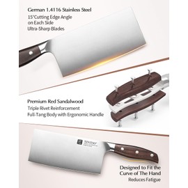 XINZUO Meat Cleaver Knife, 7 Inches German Stainless Steel Chef Cleaver Knife,Vegetable Meat Cleaver,Multifunction Chopper Butcher Knife,Chinese Chef Knife, Ultra Sharp, Red Sandalwood Handle