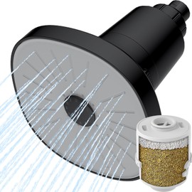 Ryamen Filtered Shower head, Rain Shower Head with Filter, High Pressure Shower Filter Head for Hard Water, 99% REMOVAL for Chlorine, Heavy Metals, Improves Skin & Hair (Filtered, Black S6)